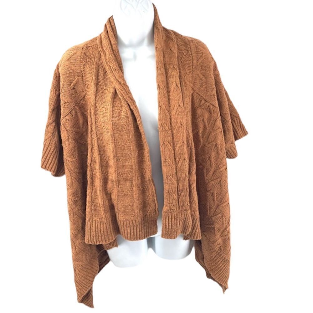 MM Couture Miss Me short sleeve sweater cable knit cardigan wool large EUC